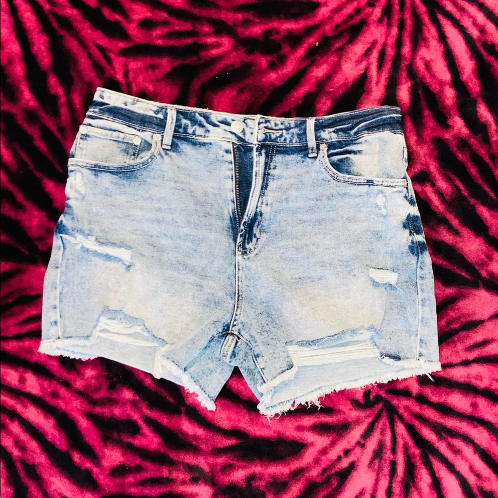 White bluish booty rip shorts